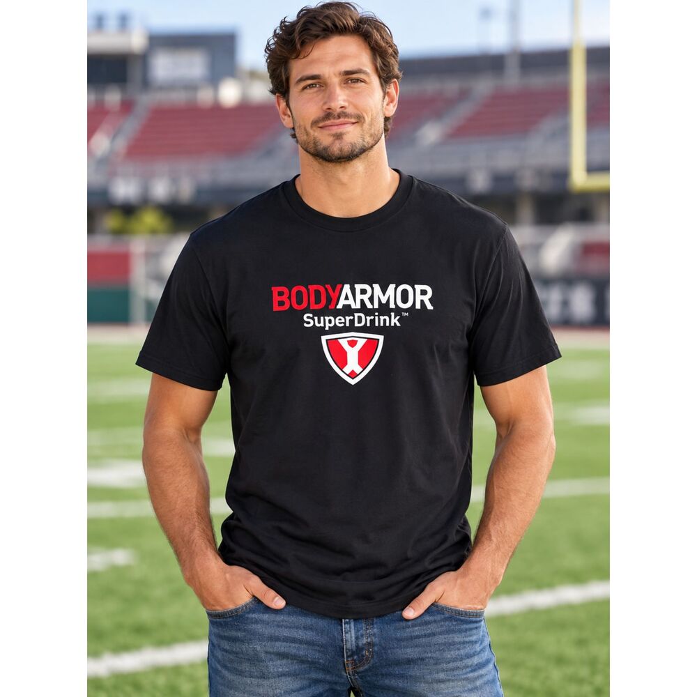 Rob Gronkowski 87 BodyArmor Body Armor Sports Drink Promotional Shirt Small New